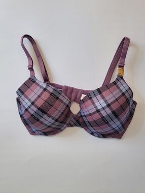 PINK Victoria’s Secret Wear Everywhere T-Shirt Bra - 34D Purple Plaid
